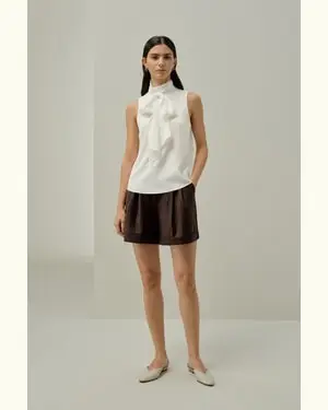 Top Senza Maniche Femmina Vestibilità Rilassata Pura Seta Naturalmente Antibatterico Bianco Fumo