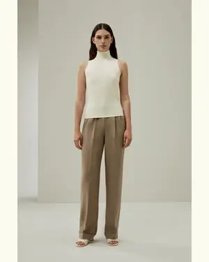 Top Senza Maniche Senza Maniche100% Seta Di Gelso 100% Seta Di Gelso Vestibilità Aderente Blanco Crema