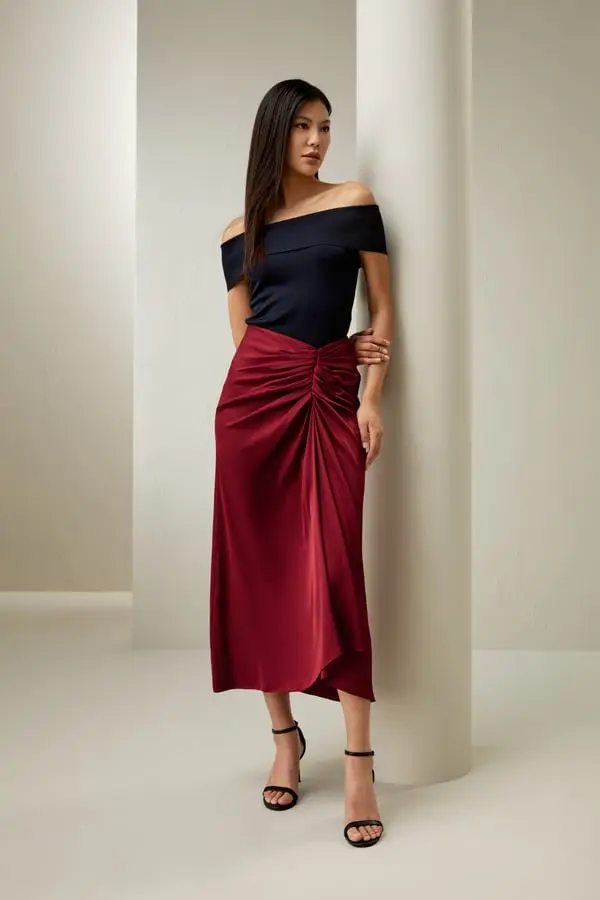 Top Spalle Scoperte Seta Lavabile Blu-Marino Elegante Estivo