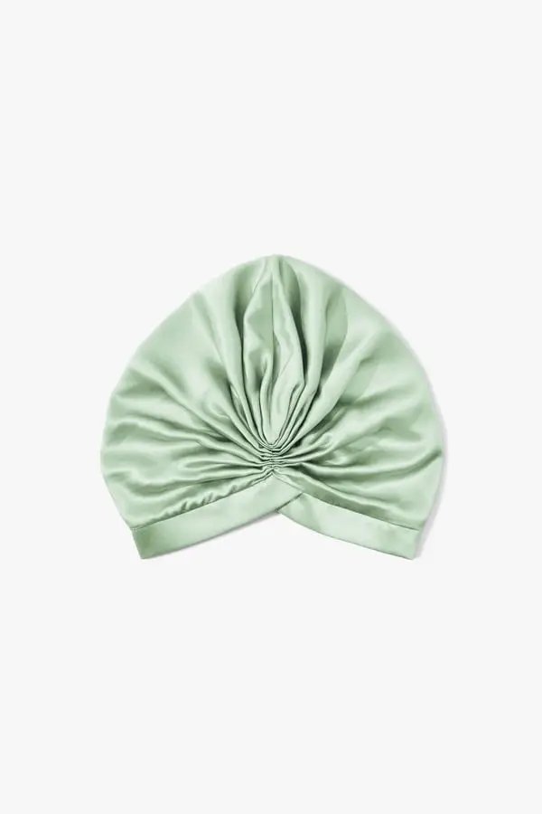 Turbante Seta Donna Elegante Dusty-Aqua, Morbido e Lucido, Protegge i Capelli Acqua Polverosa