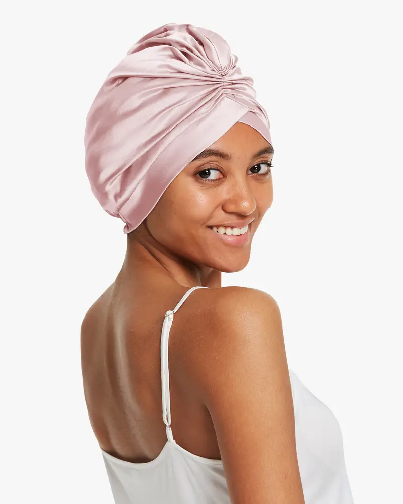 Turbante Seta Notte Turbante Da Donna In Seta Premium Nero Rosa rosato