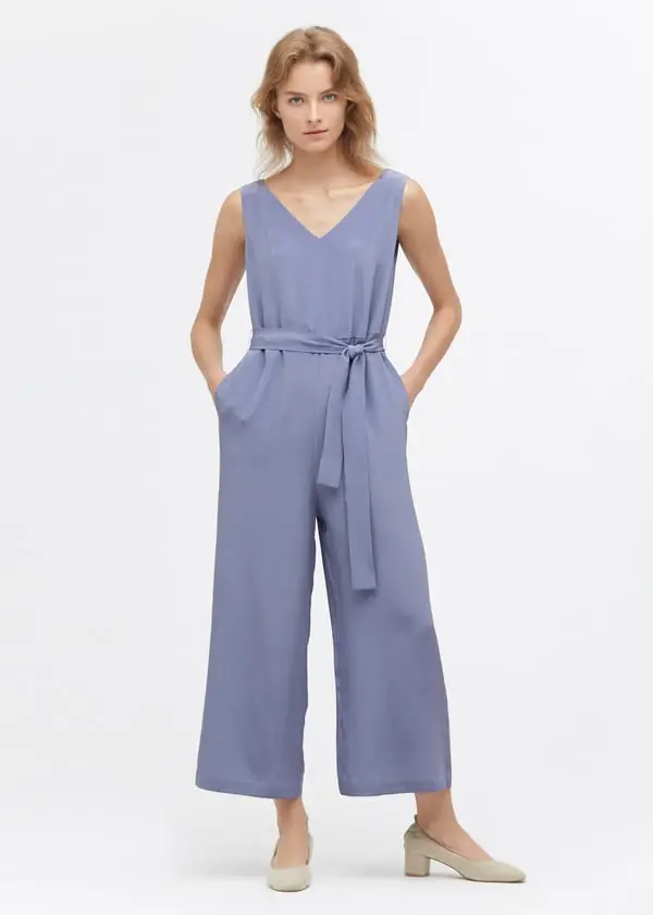 Tuta Elegante Seta Blu Polveroso Taglio Ampio Tg - Morbida e Traspirante