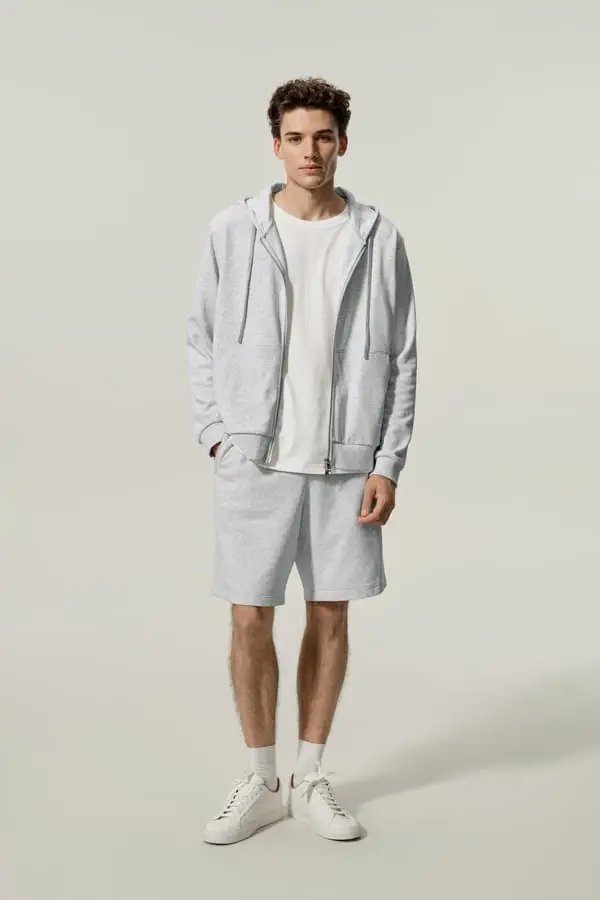 Uomo Pantaloni Corti Estivi in Seta Silkerry Comodi con Tasche Zip Husky