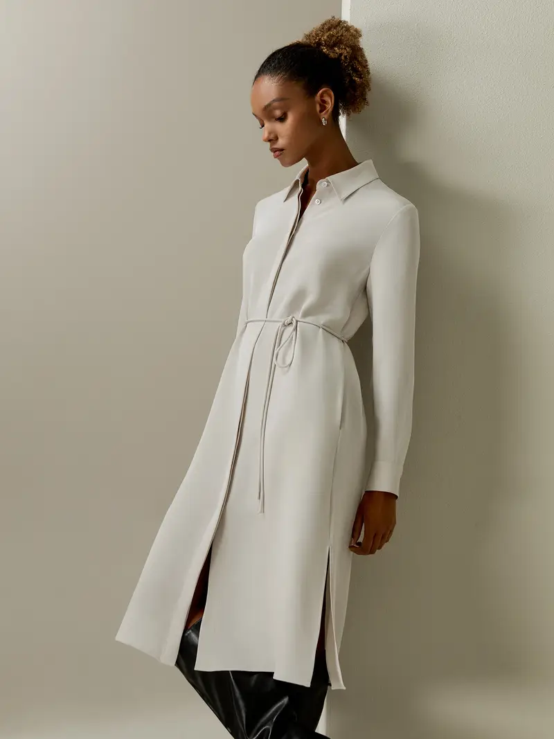 Vestiti Di Seta Estivi Colletto Della Camiciavestibilità Regolareseta Di Alta Qualità Seta Di Alta Qualità Sito Ufficiale Grigio Pallido