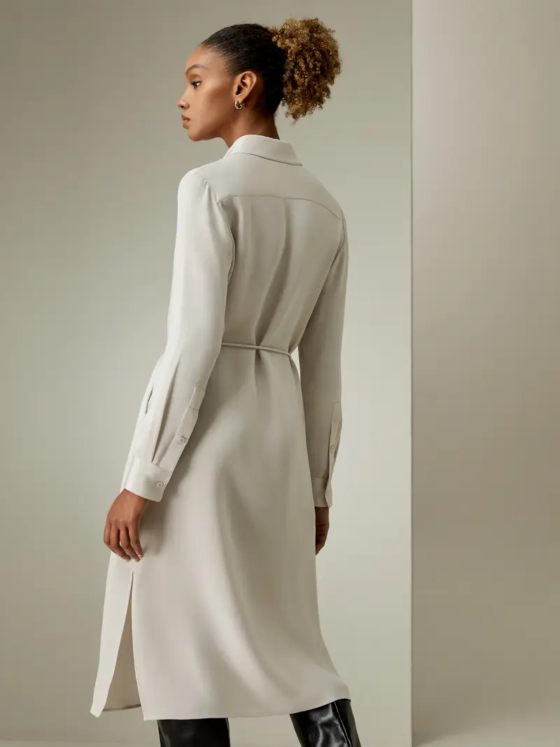 Vestiti Seta Donna Maniche Lunghegaranzia Di Qualità Garanzia Di Qualità Facile Da Abbinare Seta Biologica Certificata Gots Grigio Pallido