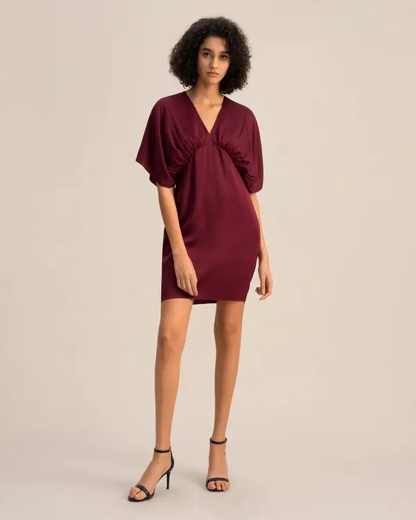 Vestito Di Seta Donna Rosso Profonda Scollatura A V Seta Naturale Confortevole E Amichevole Per Le Persone Allergiche Sangue di bue