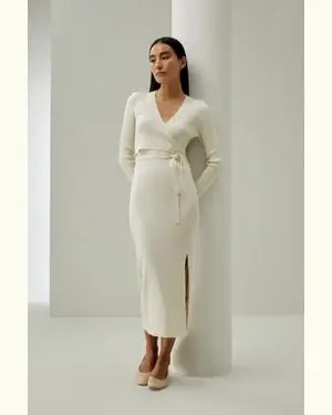 Vestito Seta Abito In Maglia Di Seta85% Seta Di Gelso 15% Nylon 85% Seta Di Gelso 15% Nylon Morbido E Traspirante Bianco