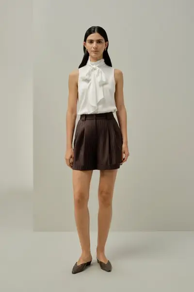 X LYDIA MILLEN Femmina Shorts Femminili Mischia Seta E Lana Ecologico E Non Tossico Casual Athleisure Caffè Scuro