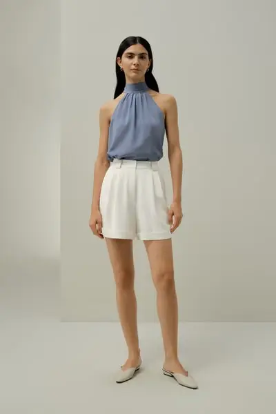 X LYDIA MILLEN Femmina Shorts Femminili Pura Seta Traspirante Superleggero Bianco Fumo