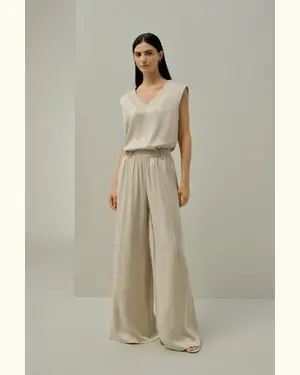 x Melissa Murrell Pantaloni Di Seta Femmina Cintura Elastica 100% Seta Di Gelso Leggero E Traspirante Champagne