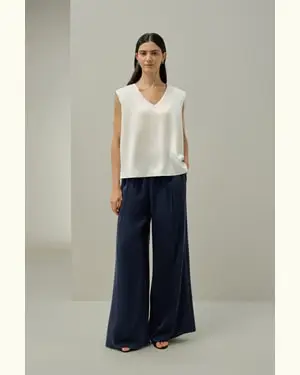 x Melissa Murrell Top In Seta Femmina Resistente Alle Grinze Fungo Gelso 100%. Traspirante Superleggero Bianco Fumo