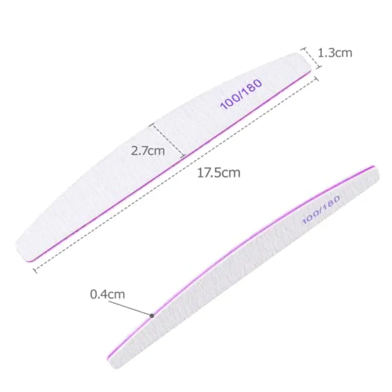 Lima per unghie, 20 Pezzi Lima unghie Professionale a Doppia Faccia Riutilizzabile 100/180 Grana per Uso Domestico e Salone, Gomma, Carta, Vetro, Bianco miniatura 2