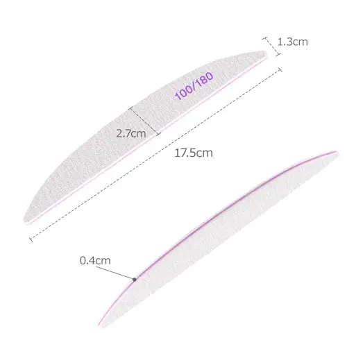 Limes per unghie professionali, 20 lime per unghie a doppio lato, riutilizzabili, 100/180 grit per saloni di manicure miniatura 2