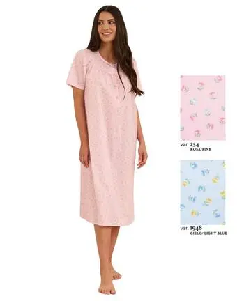 Camicia da notte a manica corta in tessuto di cotone Linclalor 30864