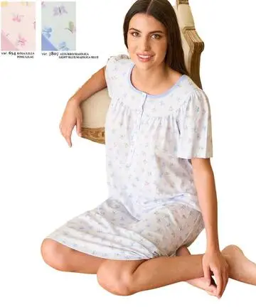Camicia da notte donna in jersey di cotone a manica corta Linclalor 75387