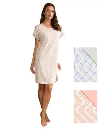 Camicia da notte donna in jersey di cotone a manica corta Linclalor 75444