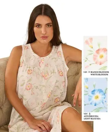 Camicia da notte donna in jersey di cotone a spalla larga Linclalor 75367