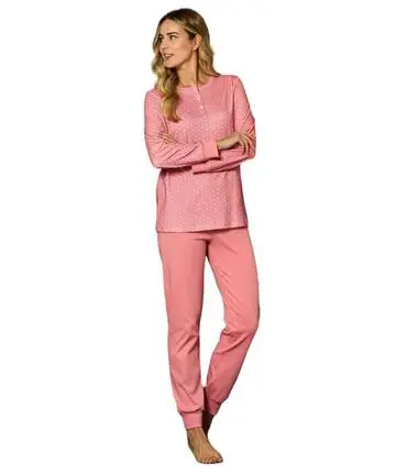 Pigiama donna a serafino in jersey di cotone caldo Linclalor 92206