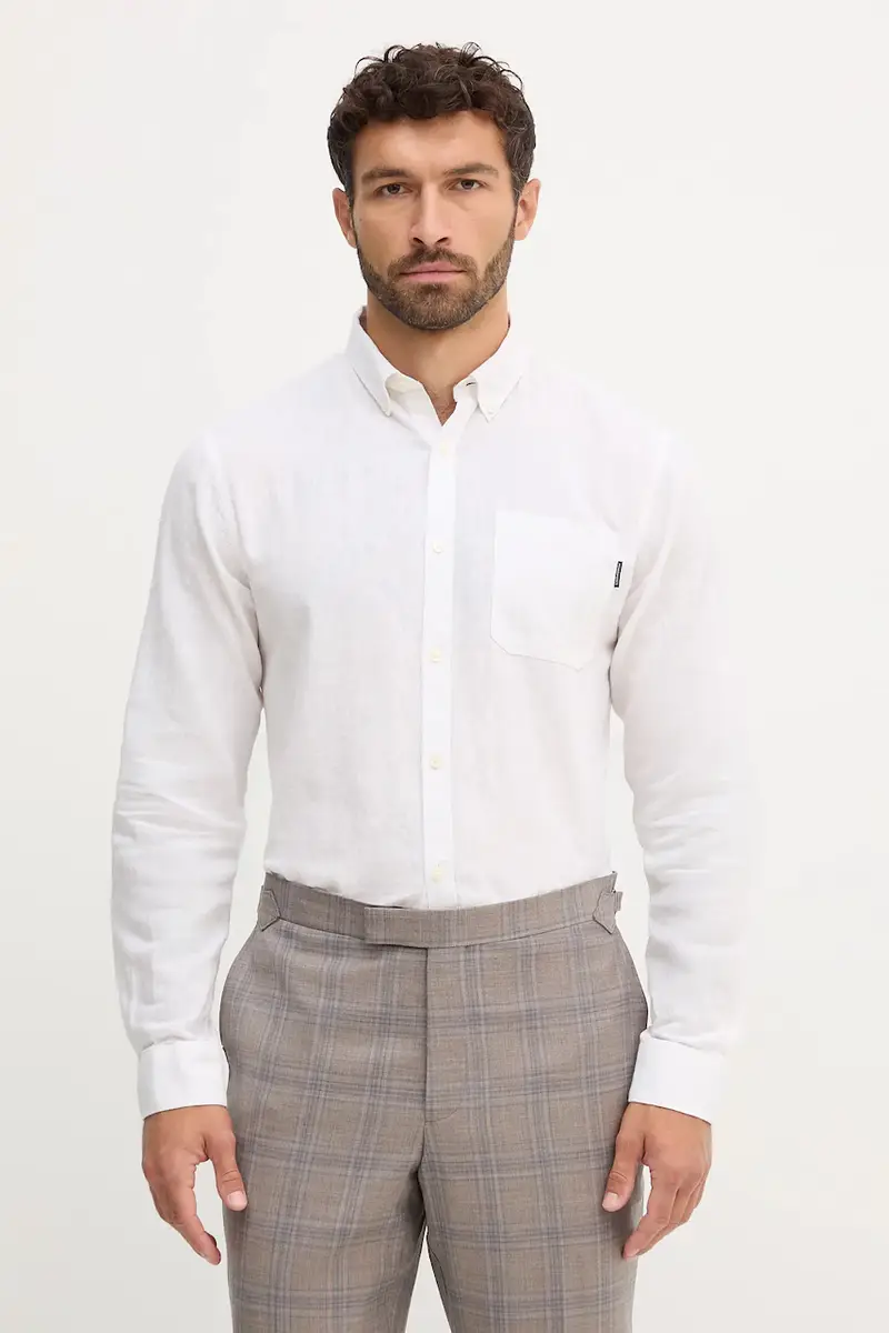 camicia di lino uomo colore verde 30.220276 Bianco