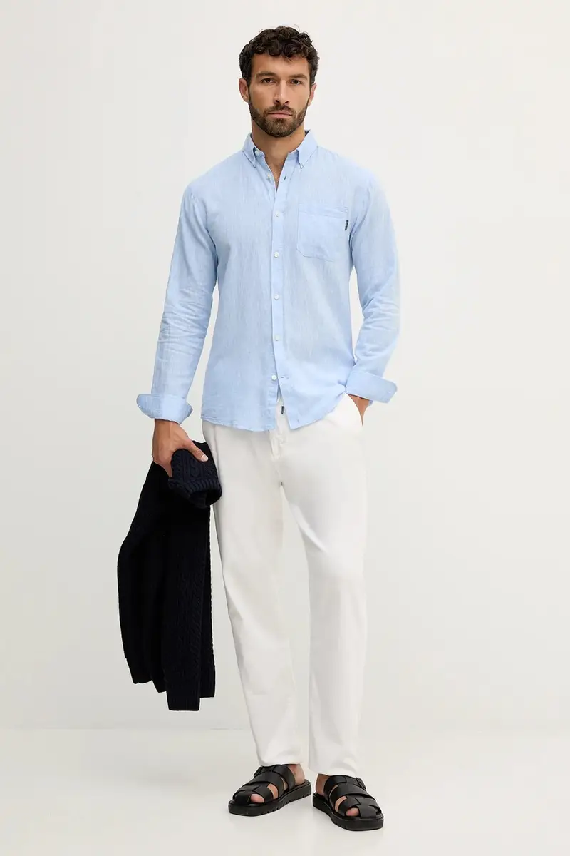 camicia di lino uomo colore verde 30.220276 Blu miniatura 2