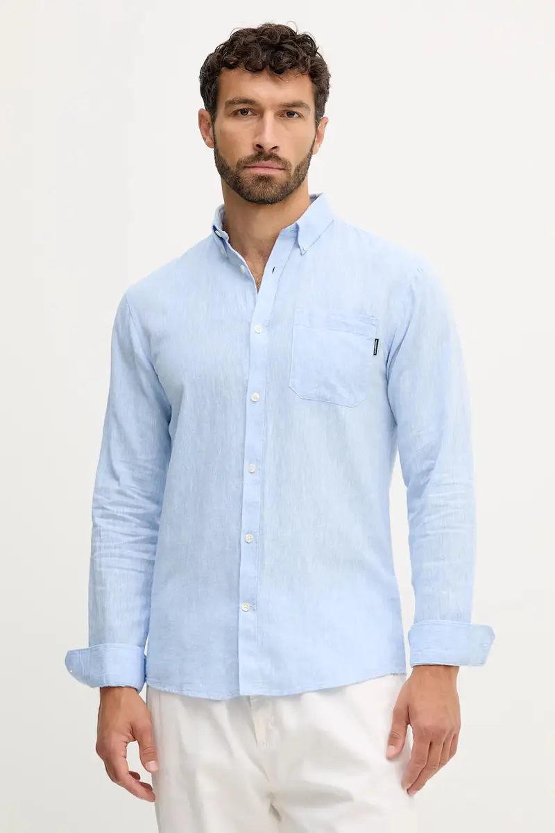 camicia di lino uomo colore verde 30.220276 Blu