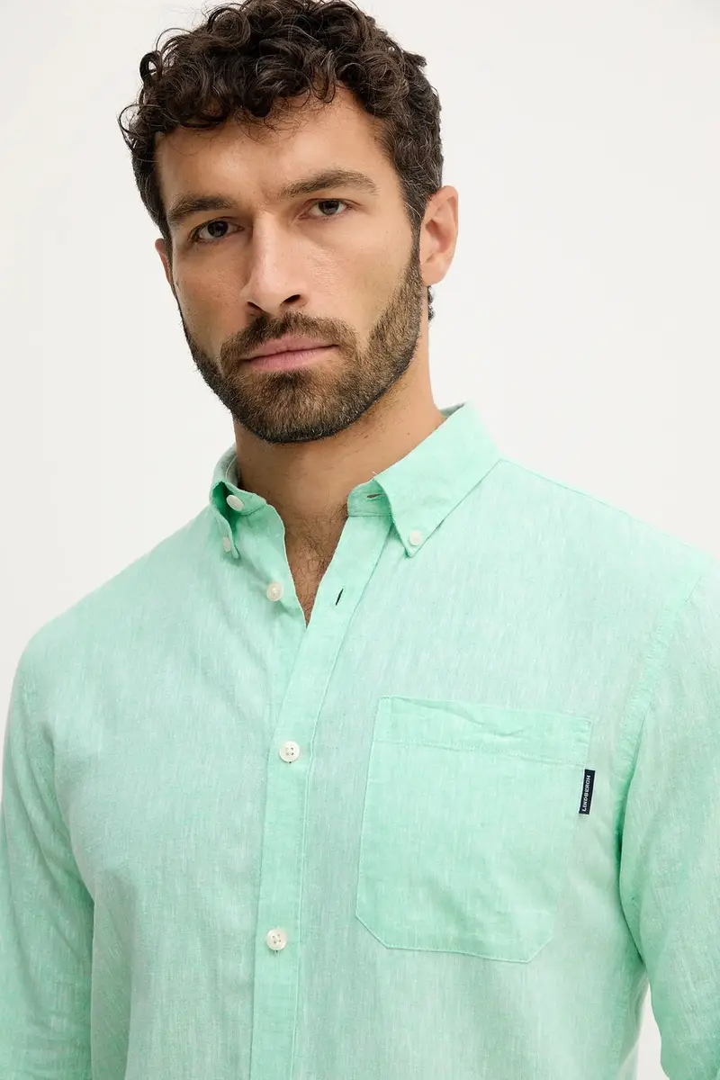 camicia di lino uomo colore verde 30.220276 Turchese miniatura 4