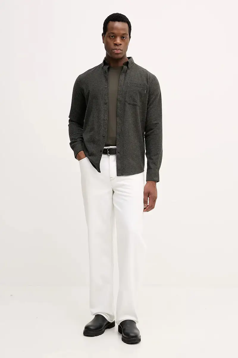 camicia in cotone uomo colore verde 30.225050 miniatura 2