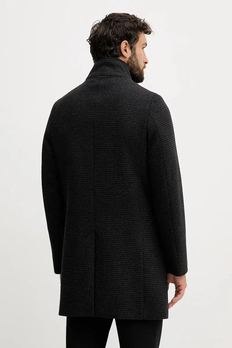 cappotto con lana colore nero 30-342030A miniatura 3