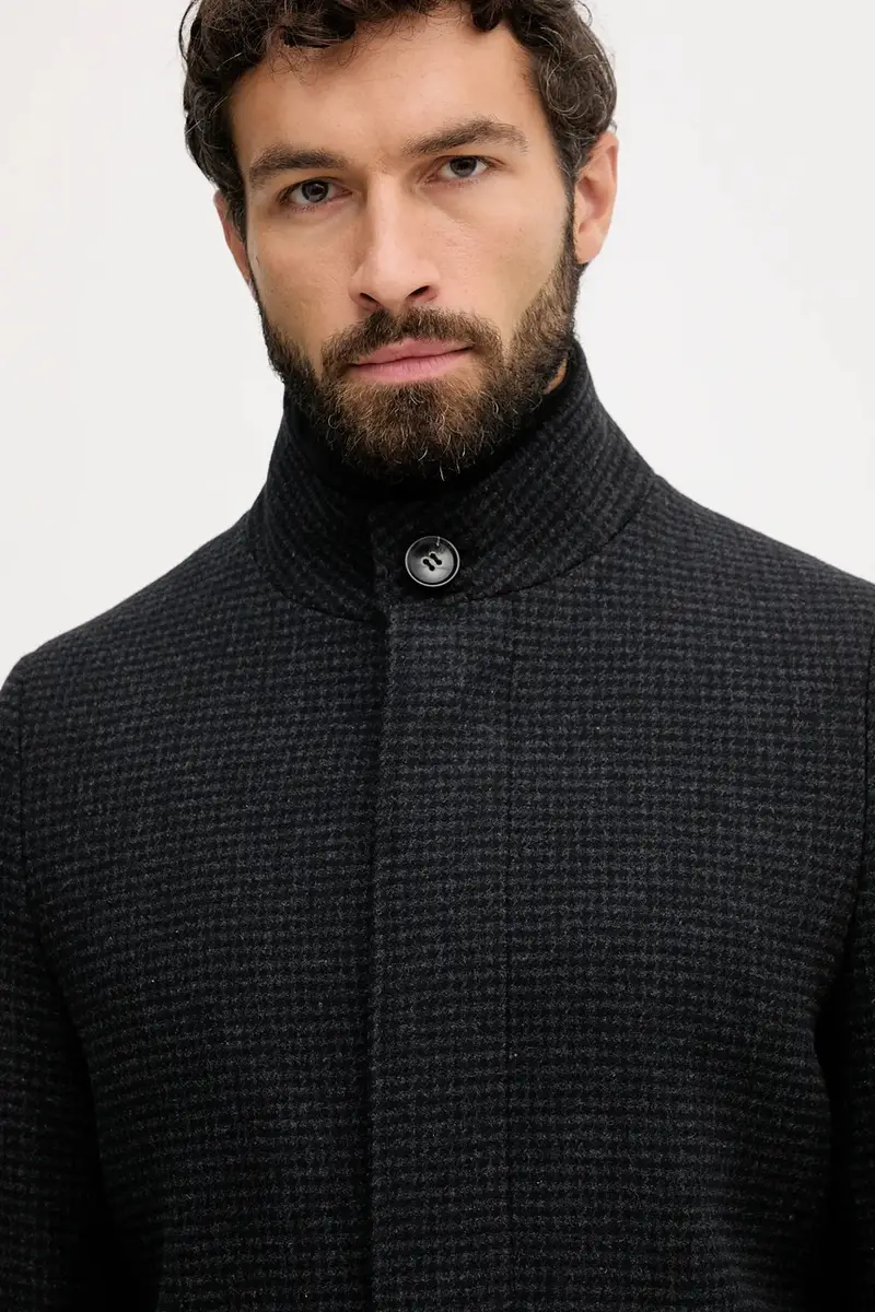 cappotto con lana colore nero 30-342030A miniatura 4