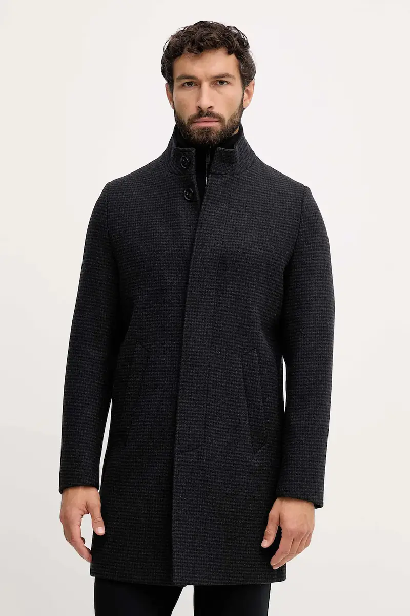 cappotto con lana colore nero 30-342030A