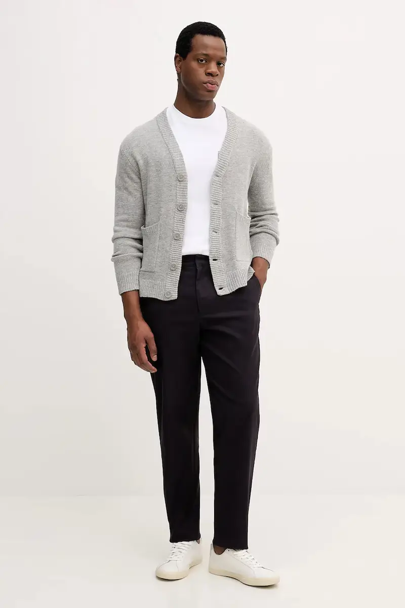 cardigan con lana colore grigio 30.800223 miniatura 2