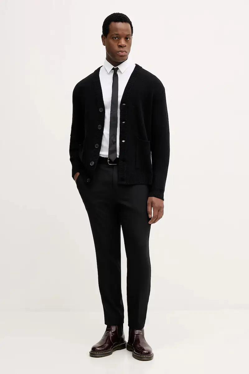 cardigan con lana colore nero 30.800223 miniatura 2