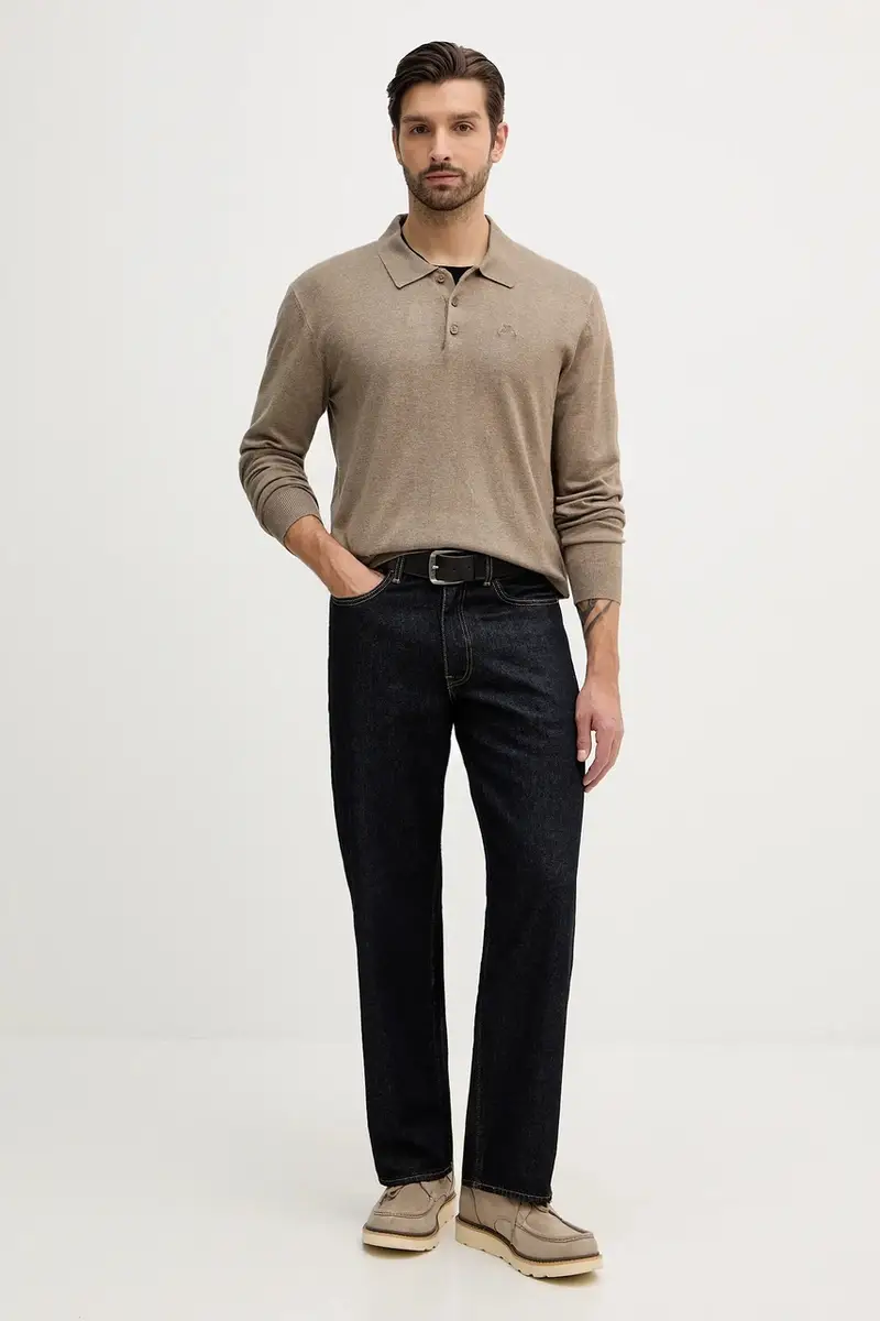 maglione uomo colore marrone 30-800144 Beige miniatura 2