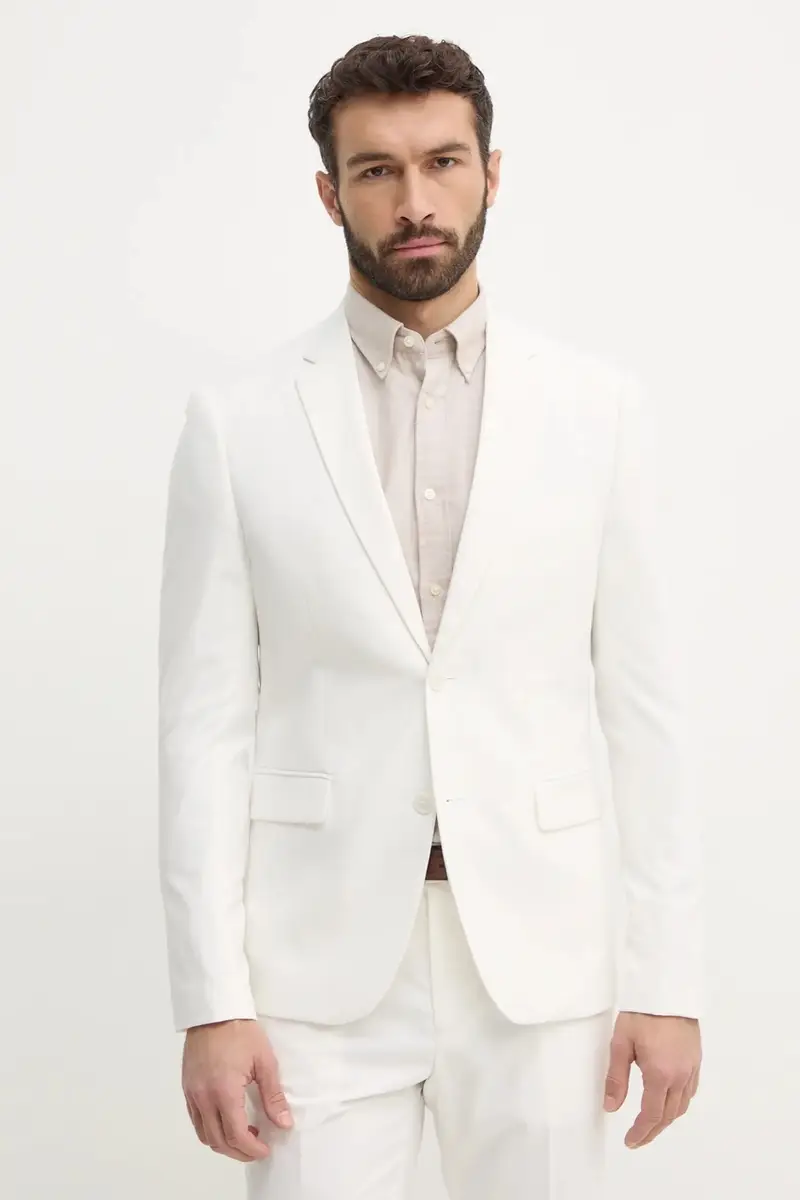 Lindbergh Vestito Bianco Slim in Poliestere Riciclato miniatura 3