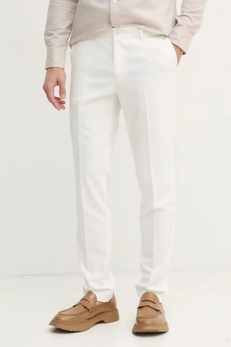 Lindbergh Vestito Bianco Slim in Poliestere Riciclato miniatura 4