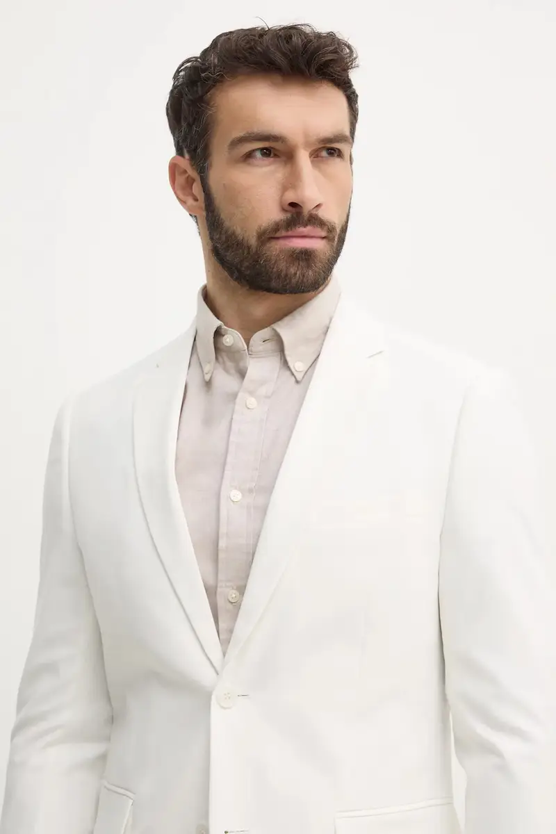 Lindbergh Vestito Bianco Slim in Poliestere Riciclato miniatura 5