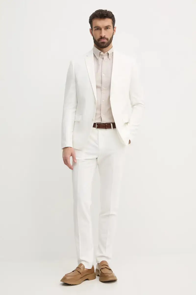Lindbergh Vestito Bianco Slim in Poliestere Riciclato