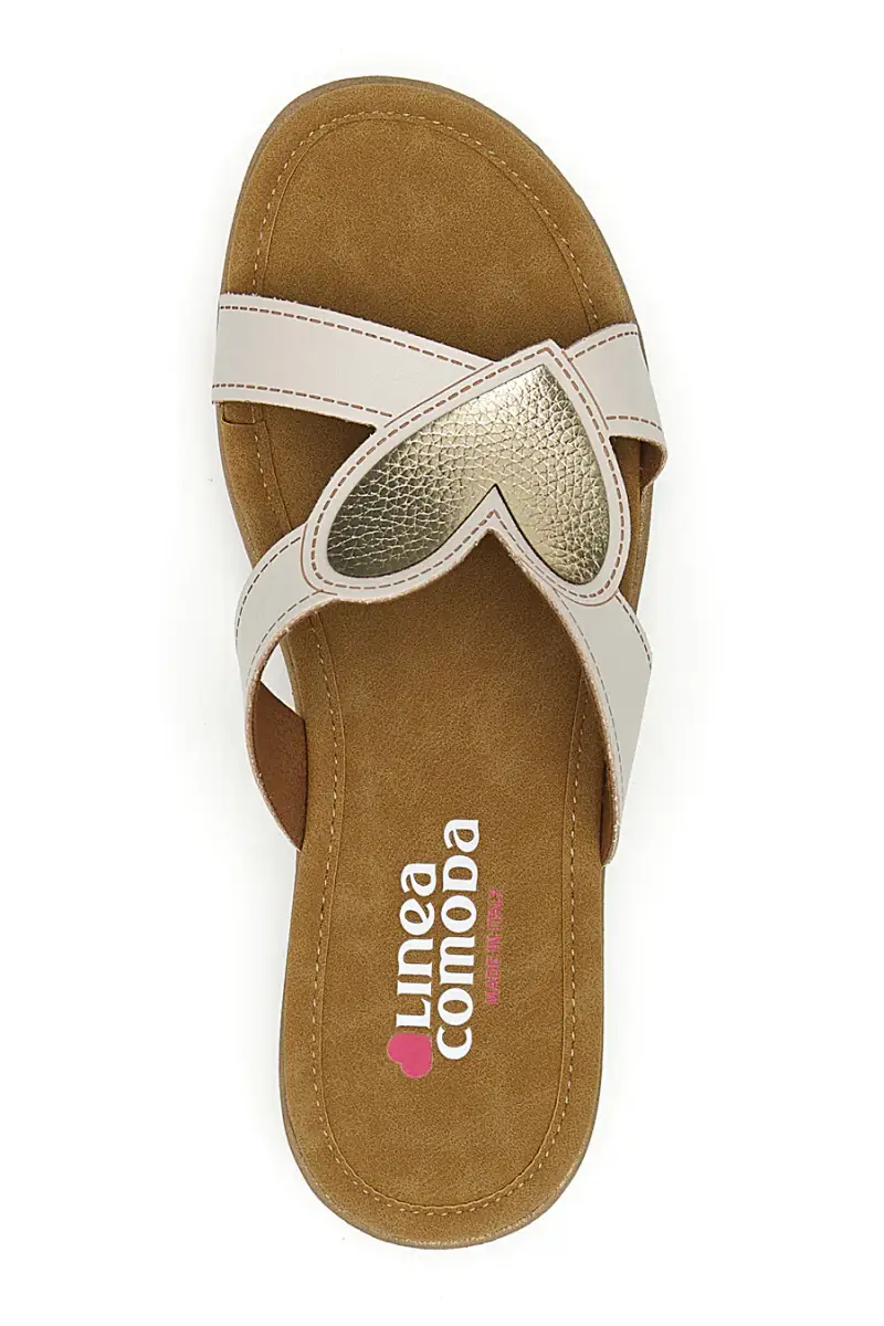 Ciabatte beige con dettaglio a cuore Linea Comoda 7190V [BIANCO] miniatura 3