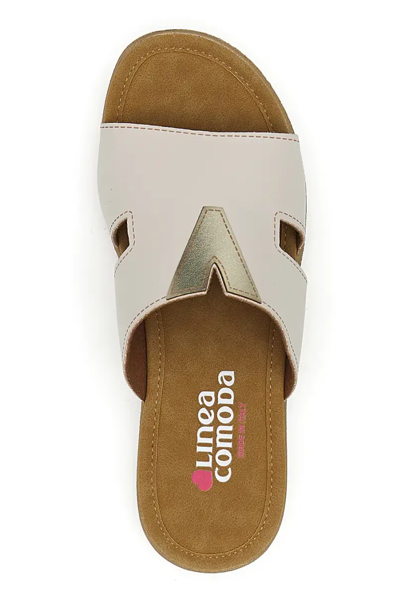 Ciabatte bianche con dettaglio dorato Linea Comoda 7229V [BIANCO] miniatura 3