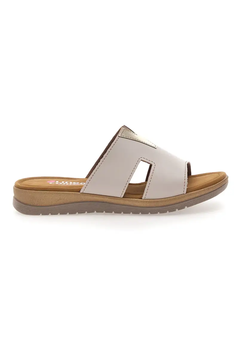 Ciabatte bianche con dettaglio dorato Linea Comoda 7229V [BIANCO]