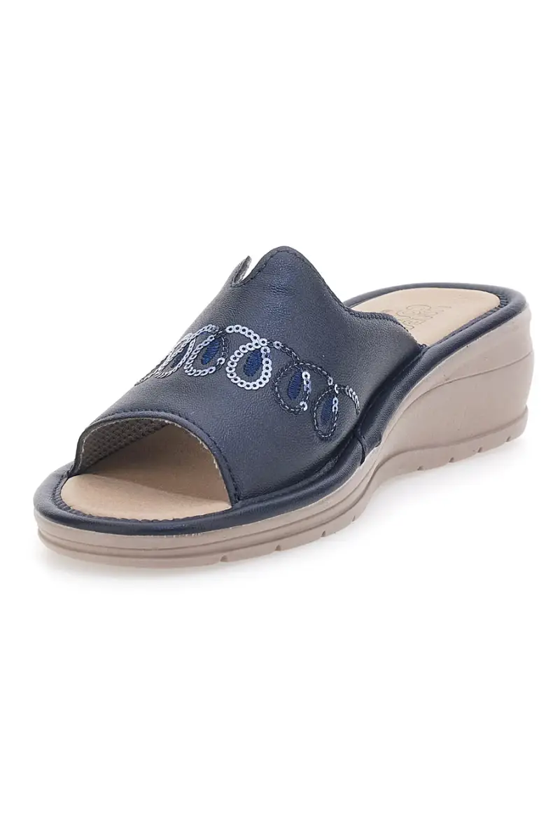 Ciabatte Blu Con Zeppa Made In Italy Linea Comoda 7226 [BLUE] miniatura 3