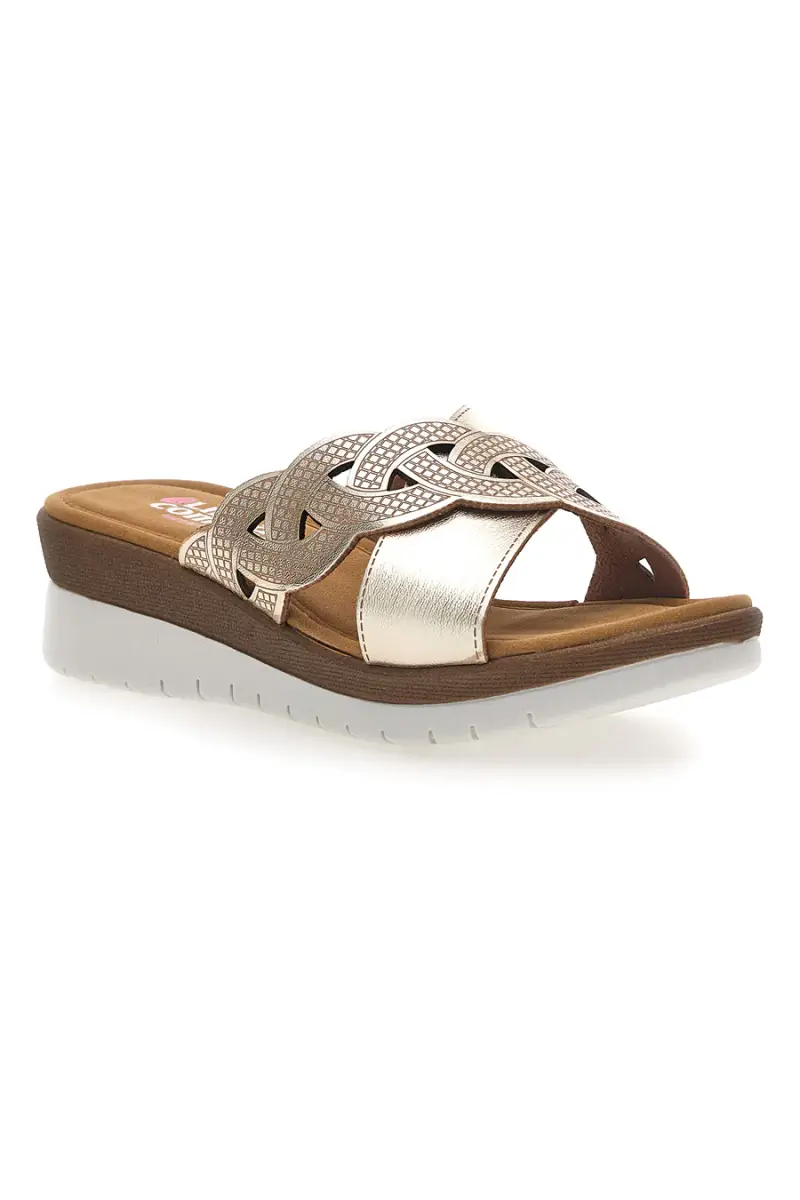 Ciabatte platino con intreccio e strass Linea Comoda 8006 [PLATINO] miniatura 2