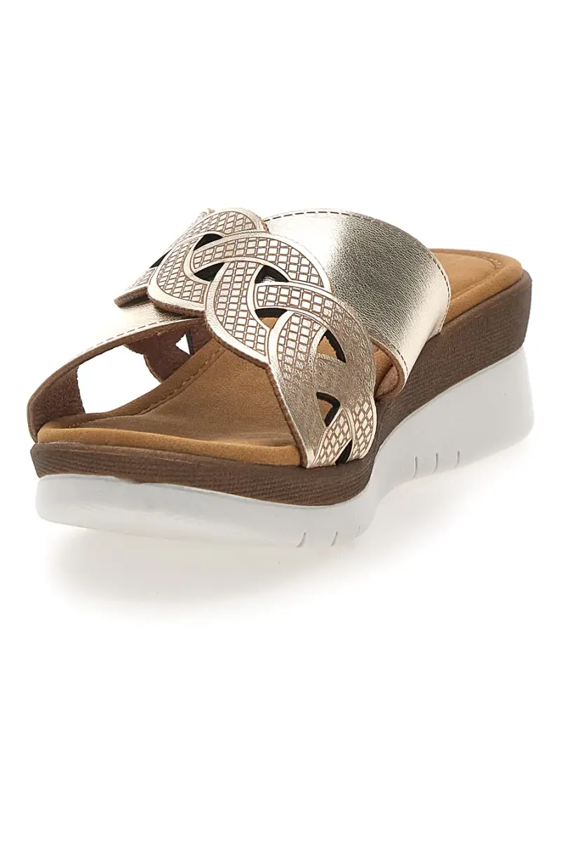 Ciabatte platino con intreccio e strass Linea Comoda 8006 [PLATINO] miniatura 4