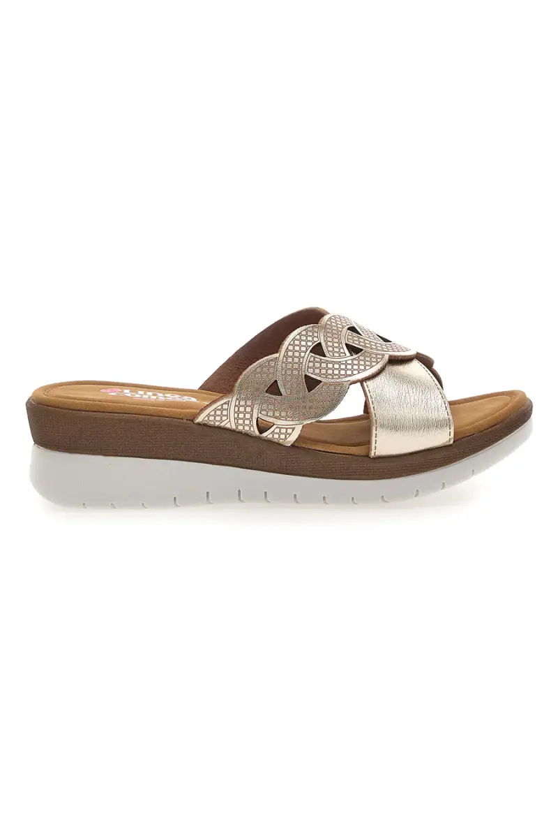 Ciabatte platino con intreccio e strass Linea Comoda 8006 [PLATINO]