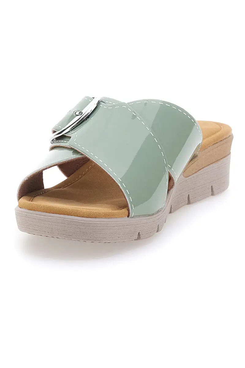 Ciabatte verde salvia con fibbia e sottopiede comfort LINEA COMODA 8018 [MENTA] miniatura 3