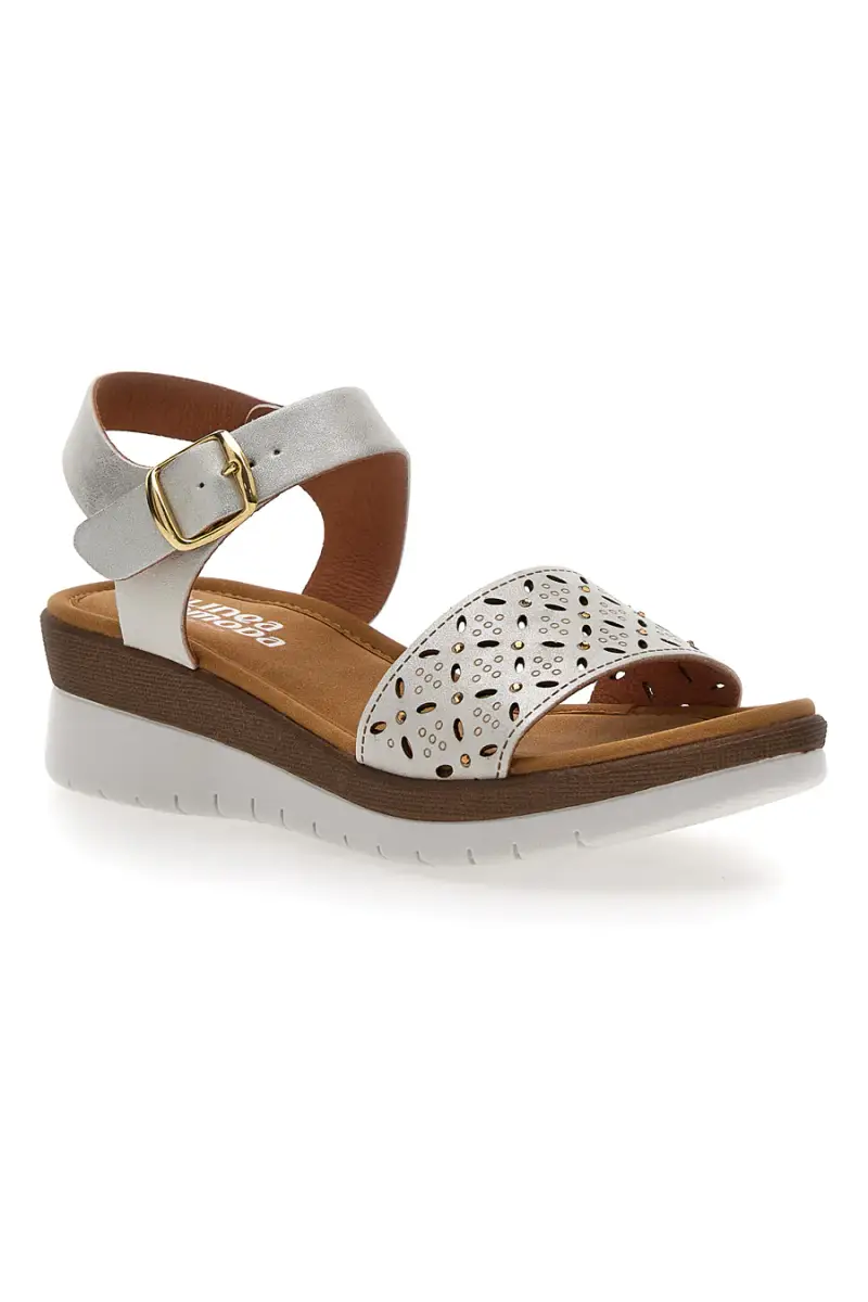 Sandali Bianchi Perlati con Platform Linea Comoda 7194P [BIANCO] miniatura 2