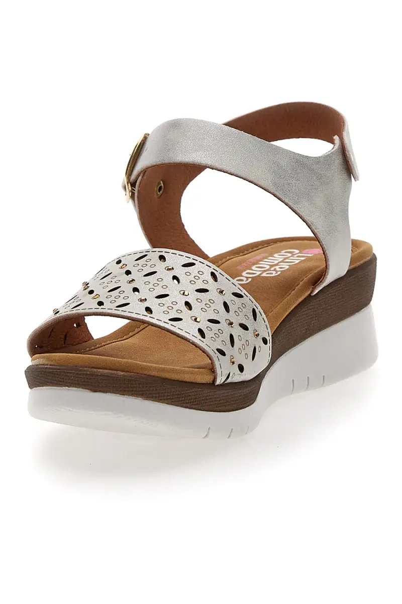 Sandali Bianchi Perlati con Platform Linea Comoda 7194P [BIANCO] miniatura 3