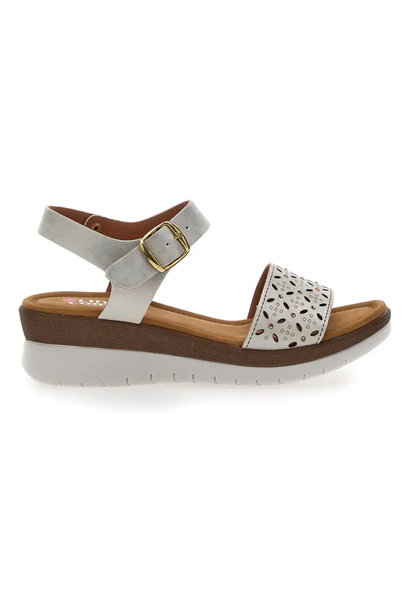 Sandali Bianchi Perlati con Platform Linea Comoda 7194P [BIANCO]