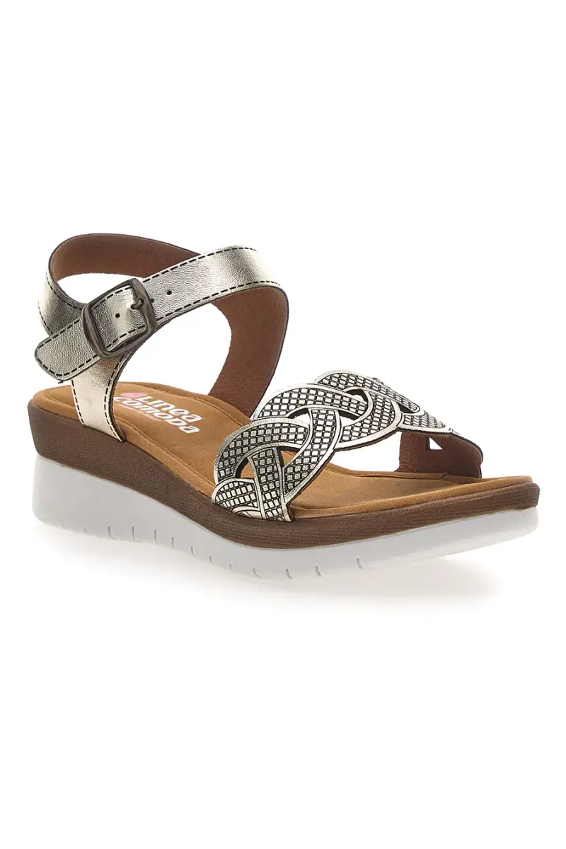 Sandali color platino con plantare comfort Linea Comoda 8068C [PLATINO] miniatura 2