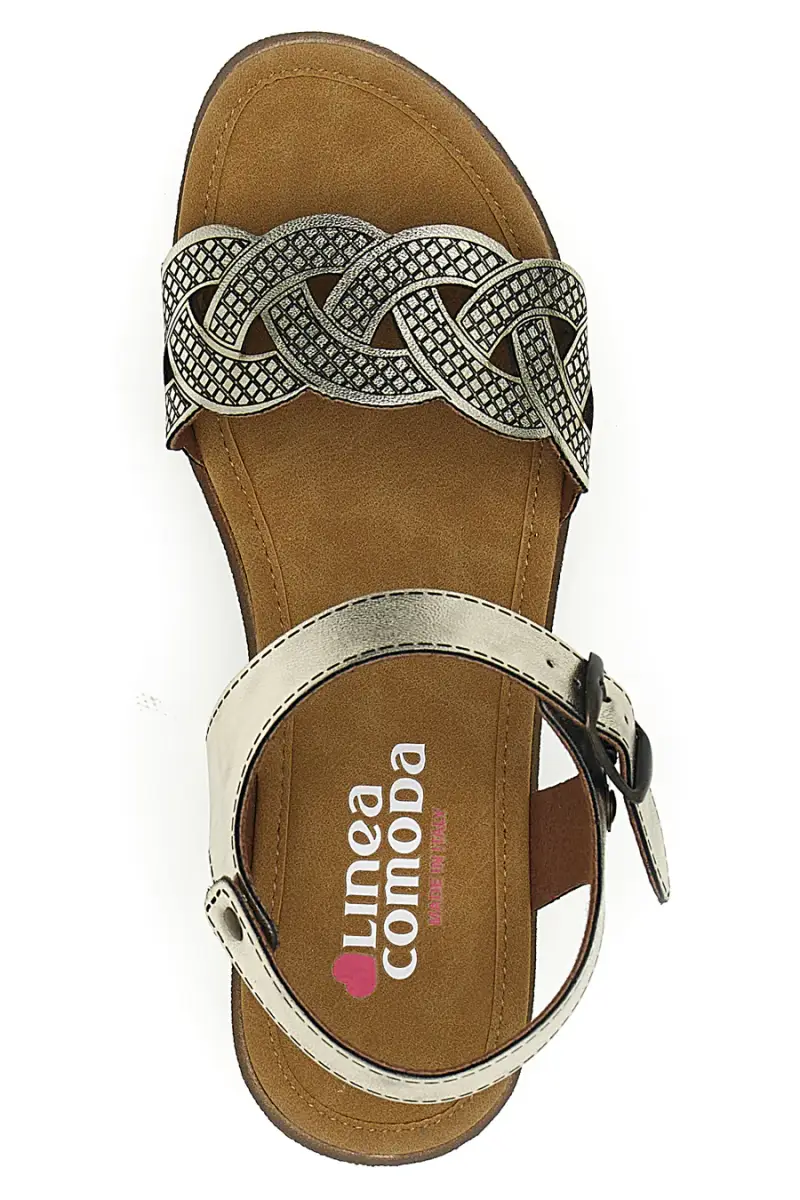 Sandali color platino con plantare comfort Linea Comoda 8068C [PLATINO] miniatura 3